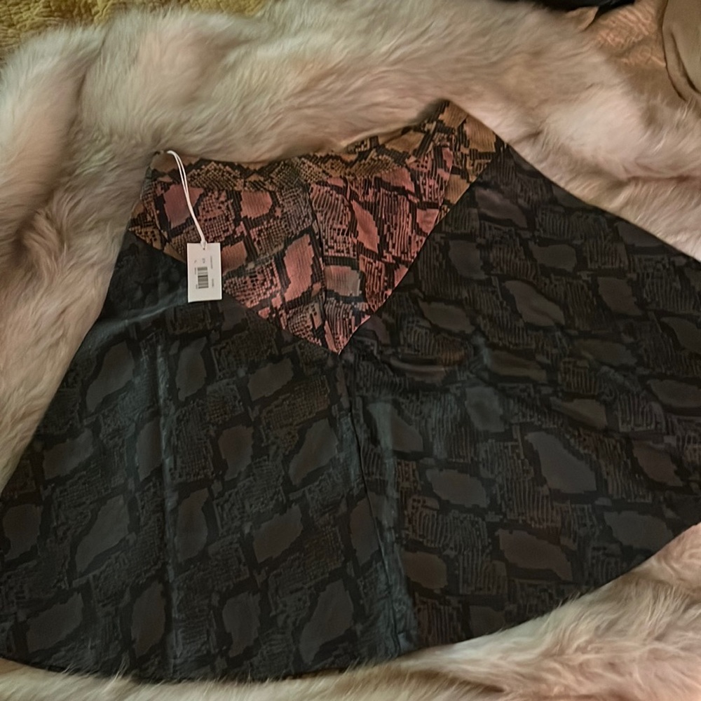 Crimson + Clover Clinton Faux Leather Snake Print Skirt NWT